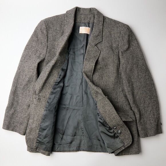 Vtg Pendleton Blazer Jacket Womens 10 Black White Chevron Wool Notch Lapel *hole - Picture 6 of 11